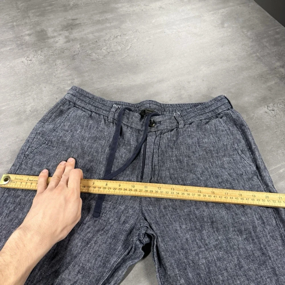 Banana Republic Linen Pants Women 31x25‎ Navy High Rise Drawstring Elastic Waist